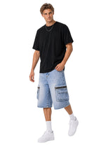Jorts cargo baggy uomo azzurri – Tasche cargo con zip