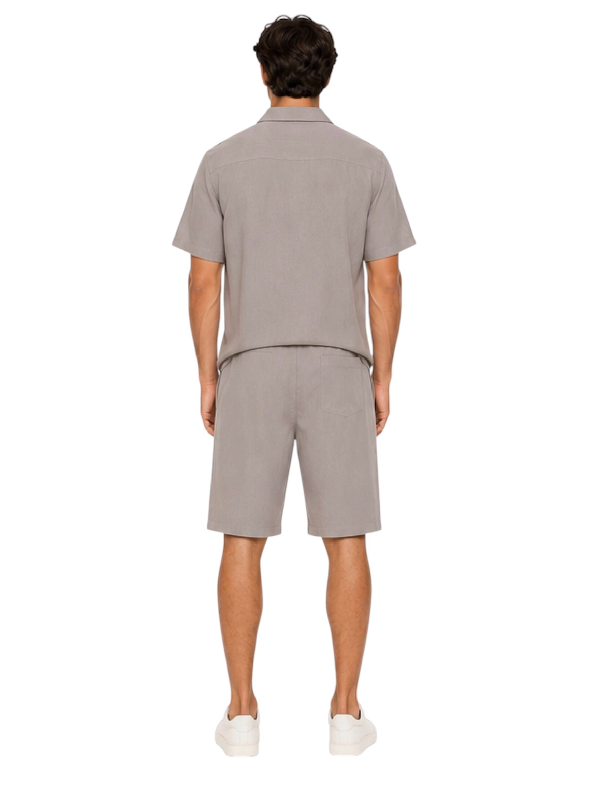 Completo estivo uomo tortora – Camicia a maniche corte e bermuda