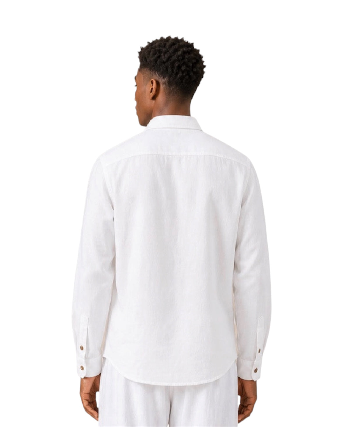 Camicia uomo bianca in cotone e lino a maniche lunghe