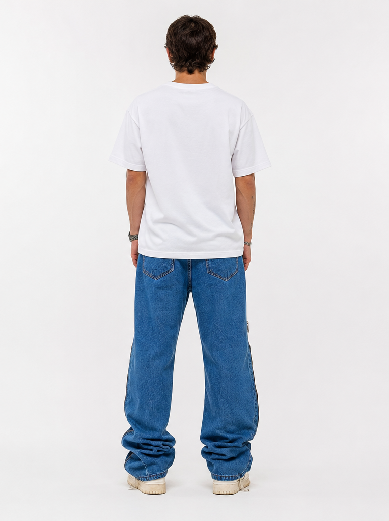Jeans Baggy con Zip Laterali