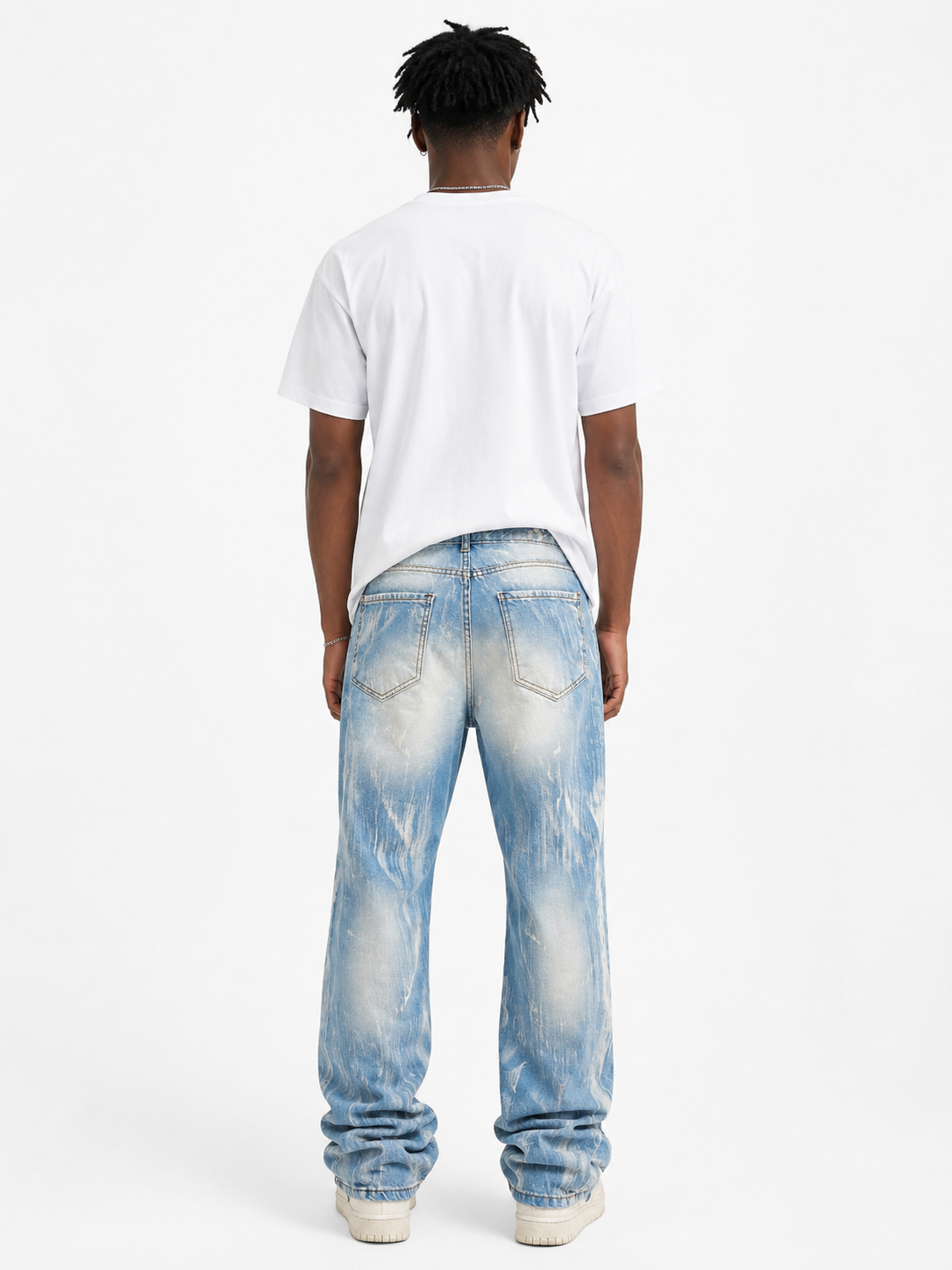 Jeans Baggy Ice Wash con Zip Laterali – Made in Italy