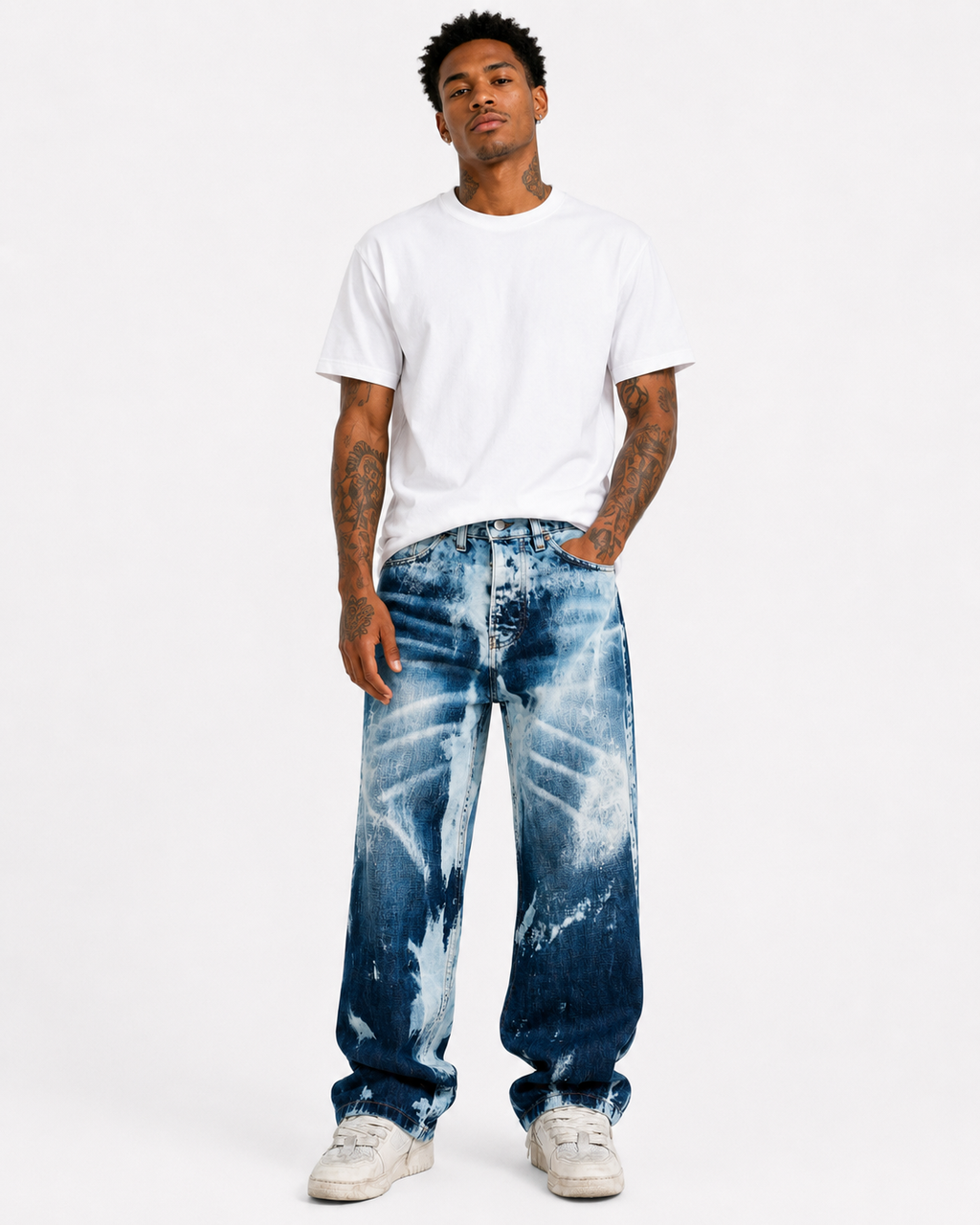 Jeans Baggy Bleach Splash – Made in Italy