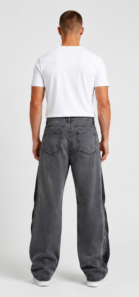 Jeans  Baggy Side Zip Black – Made in Italy