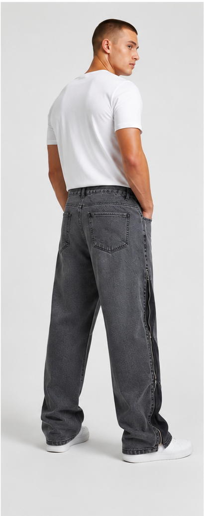 Jeans  Baggy Side Zip Black – Made in Italy