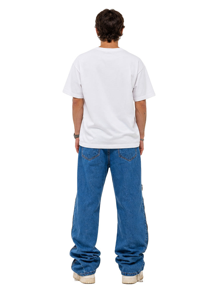 Jeans baggy uomo blu – Fondo regolabile con zip laterali