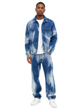 Completo denim uomo blu slavato – Giacca e jeans baggy Made in Italy