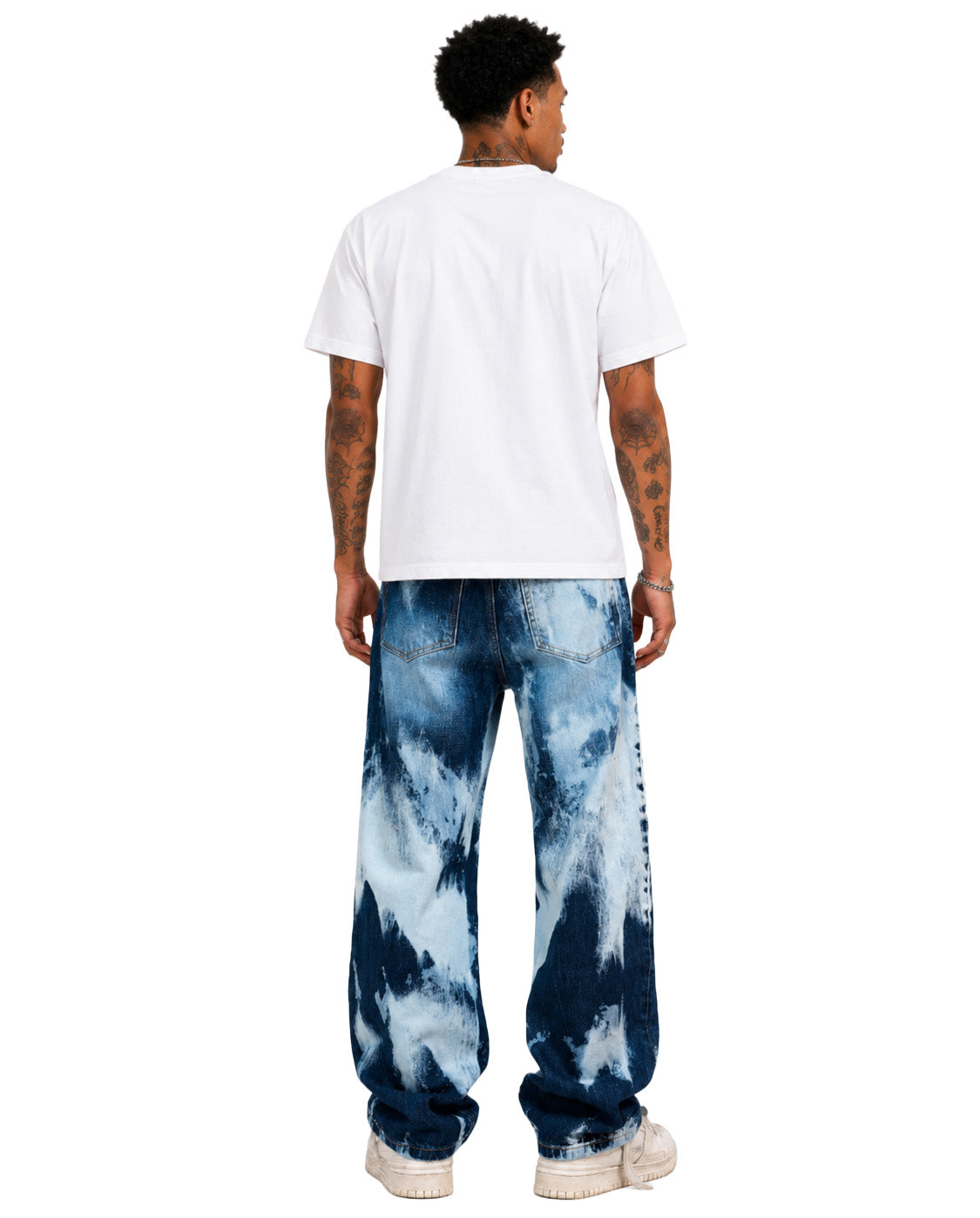 Jeans baggy uomo blu – Effetto Bleach Splash Made in Italy
