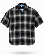 Camicia oversize uomo a quadri nera e grigia – Applicazioni in strass