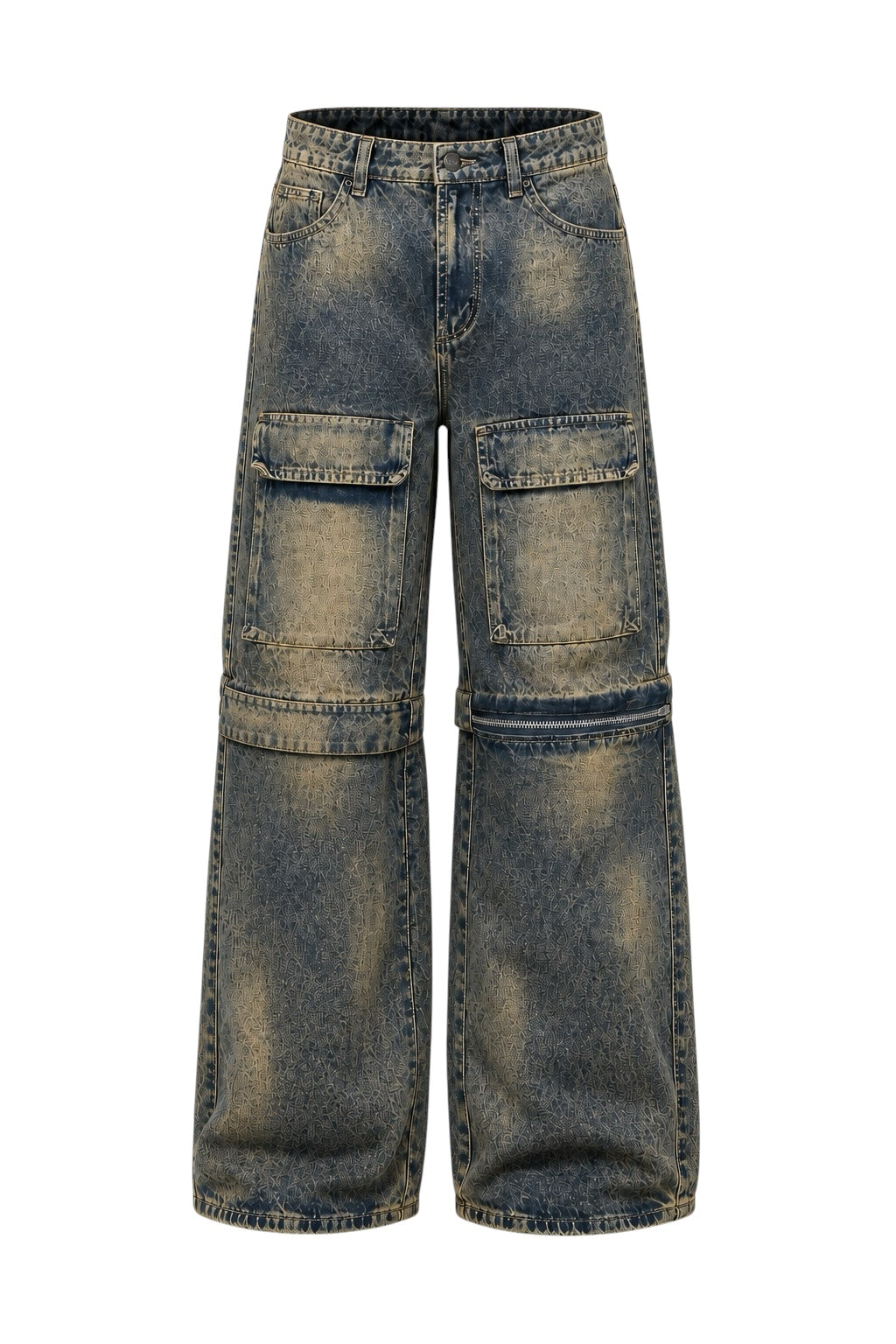 Jeans cargo baggy uomo 2-in-1 – Convertibili in jorts con zip