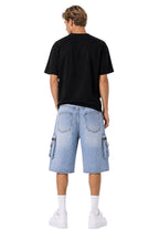 Jorts cargo baggy uomo azzurri – Tasche cargo con zip