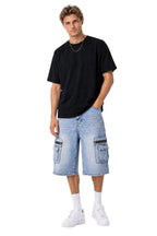 Jorts cargo baggy uomo azzurri – Tasche cargo con zip