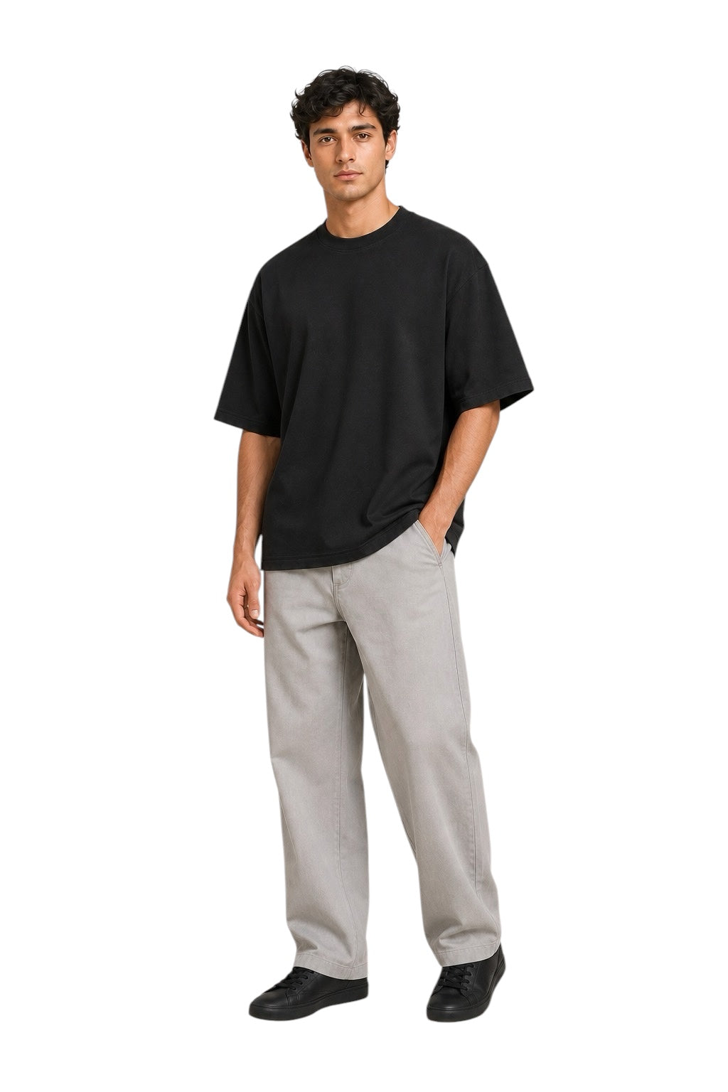 T-shirt oversize uomo nera “COME TI SOFFRO” – Scritta grigia glitterata