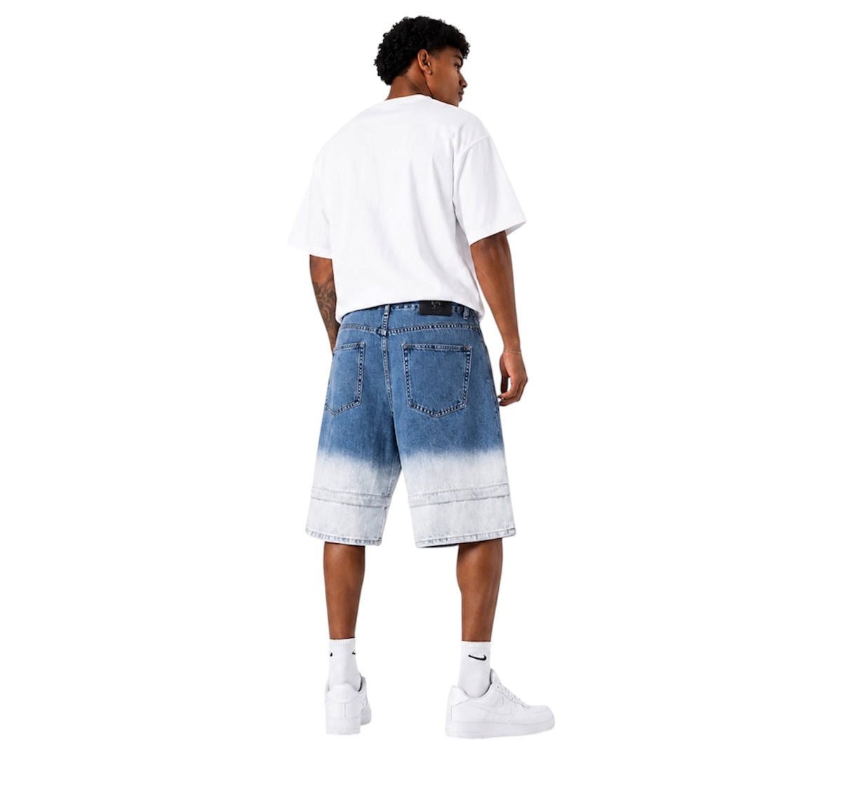 Jorts baggy uomo blu sfumati – Accorciabili con zip
