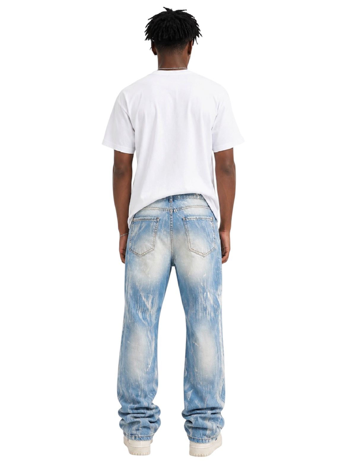 Jeans baggy uomo azzurri Ice Wash – Zip laterali Made in Italy