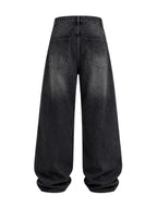 Jeans baggy balloon uomo neri – Dettagli patchwork sfrangiati