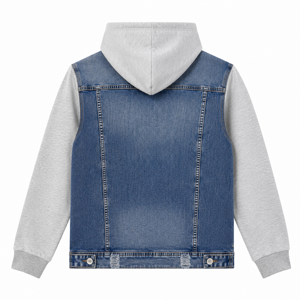 Giacca Denim Uomo con Cappuccio e Maniche in Felpa
