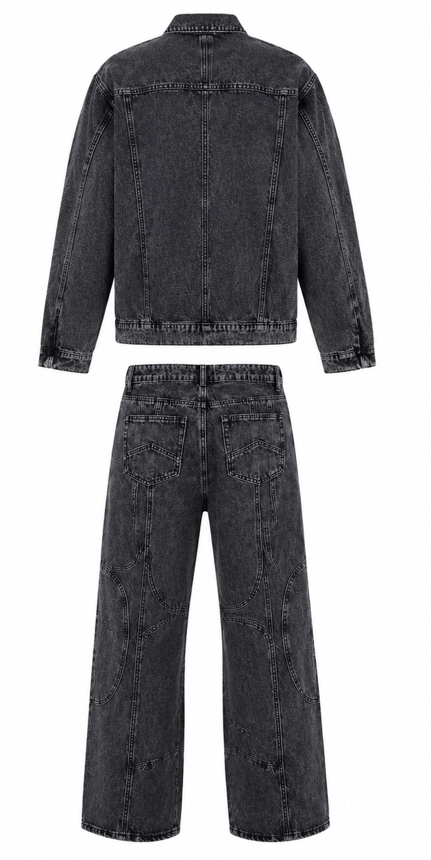 Completo Denim Uomo Nero Lavato “Crossline”