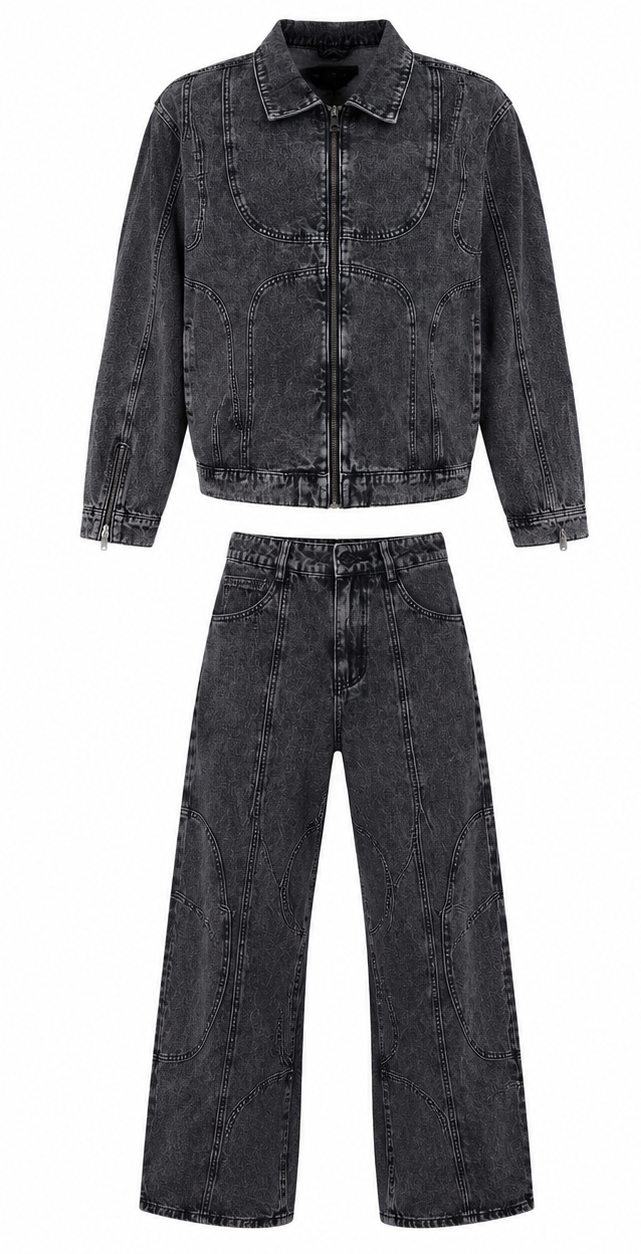 Completo Denim Uomo Nero Lavato “Crossline”