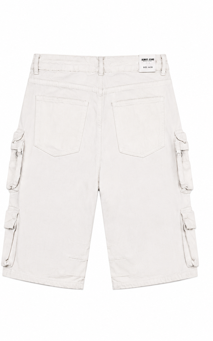 Jorts Cargo Multi-Pocket White