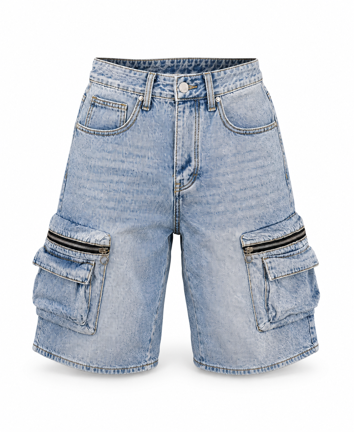 Jorts Cargo Zip Pocket Light Blue