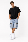 Jorts Cargo Zip Pocket Light Blue