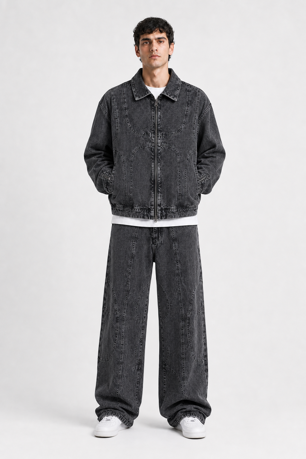 Completo Denim Uomo Nero Lavato “Crossline”