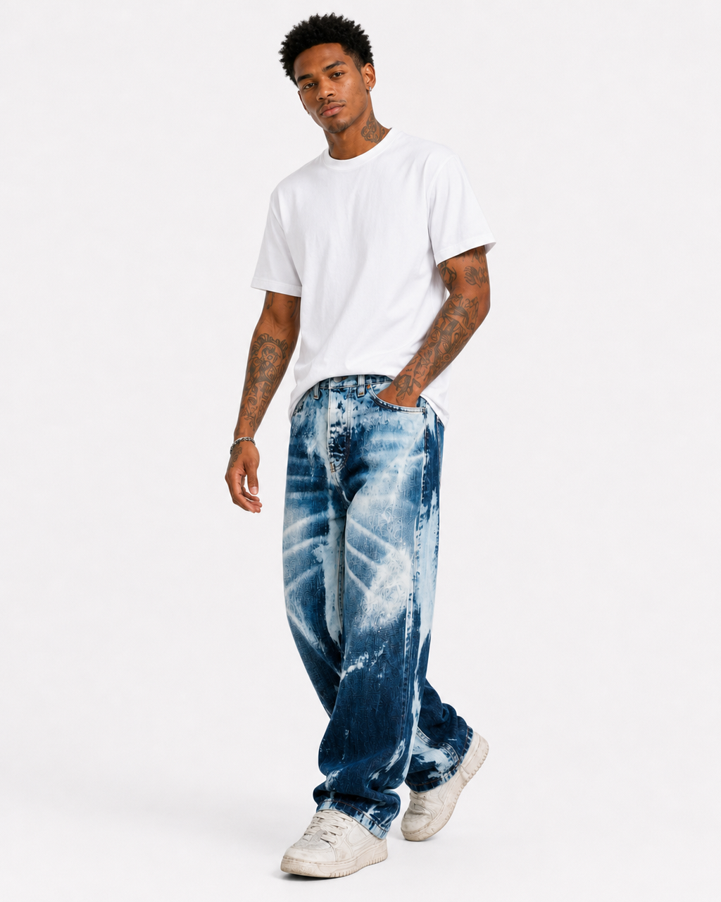 Jeans Baggy Bleach Splash – Made in Italy