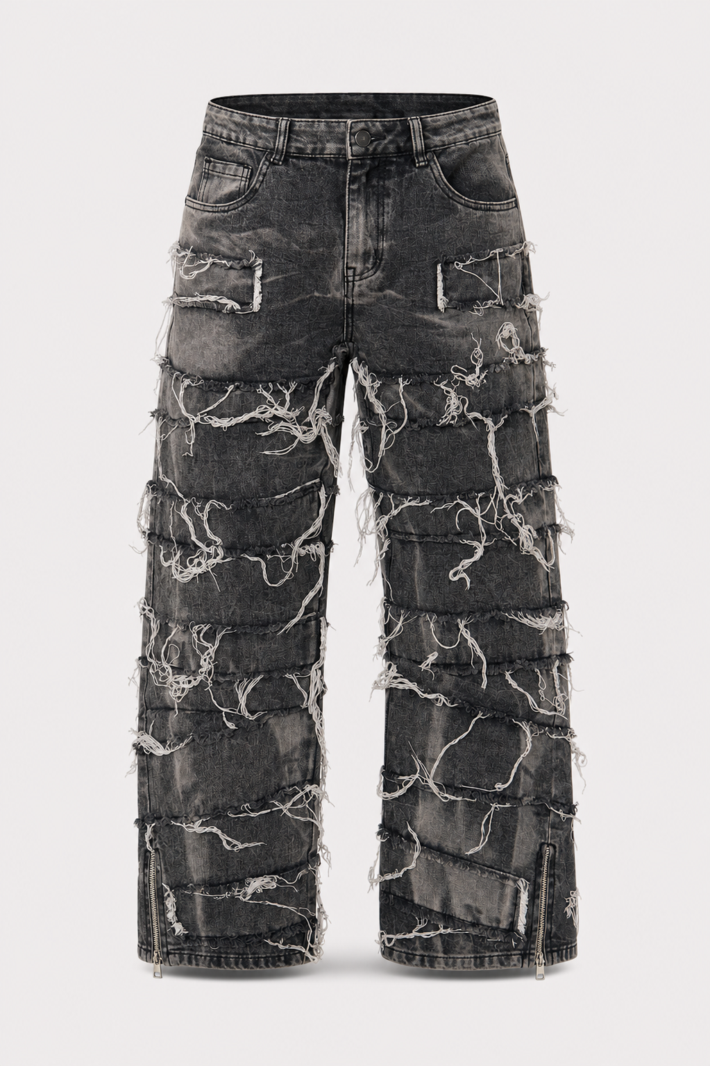 Jeans Baggy Grey Destroyed con Zip