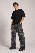 Jeans Baggy Grey Destroyed con Zip