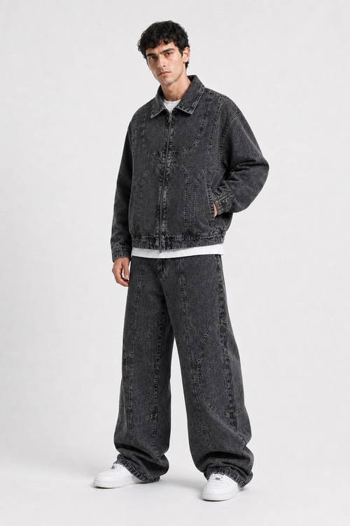 Completo Denim Uomo Nero Lavato “Crossline”