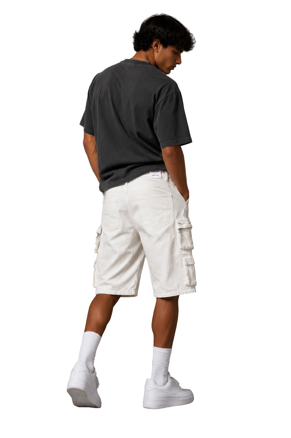 Jorts cargo baggy uomo bianchi – Modello multitasche