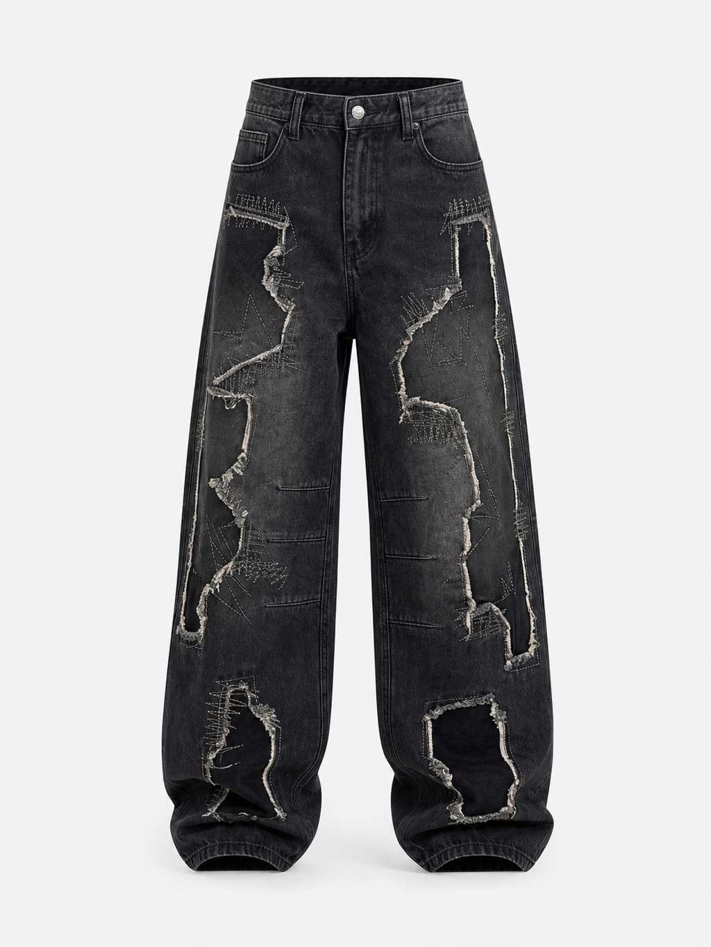 Jeans Baggy Balloon Nero Patchwork – RIFTED