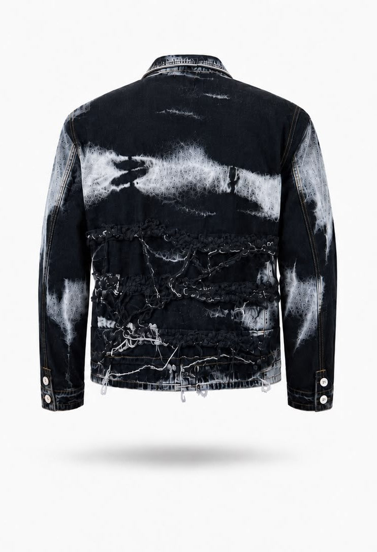Giacca Denim Uomo Nera e Bianca Distressed Made in Italy