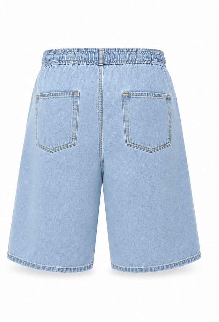 Jorts Baggy Elastic Waist Light Blue