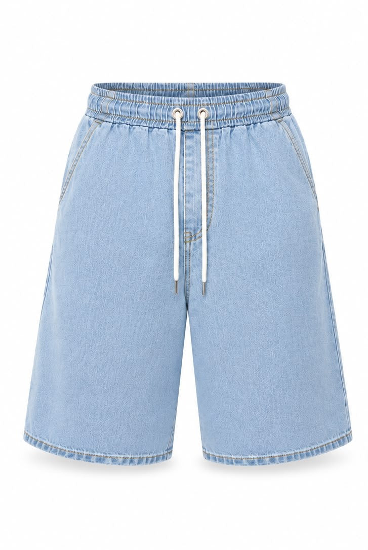Jorts Baggy Elastic Waist Light Blue