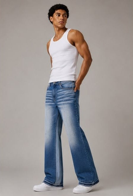 Jeans Wide Leg Bicolore – Made in Italy