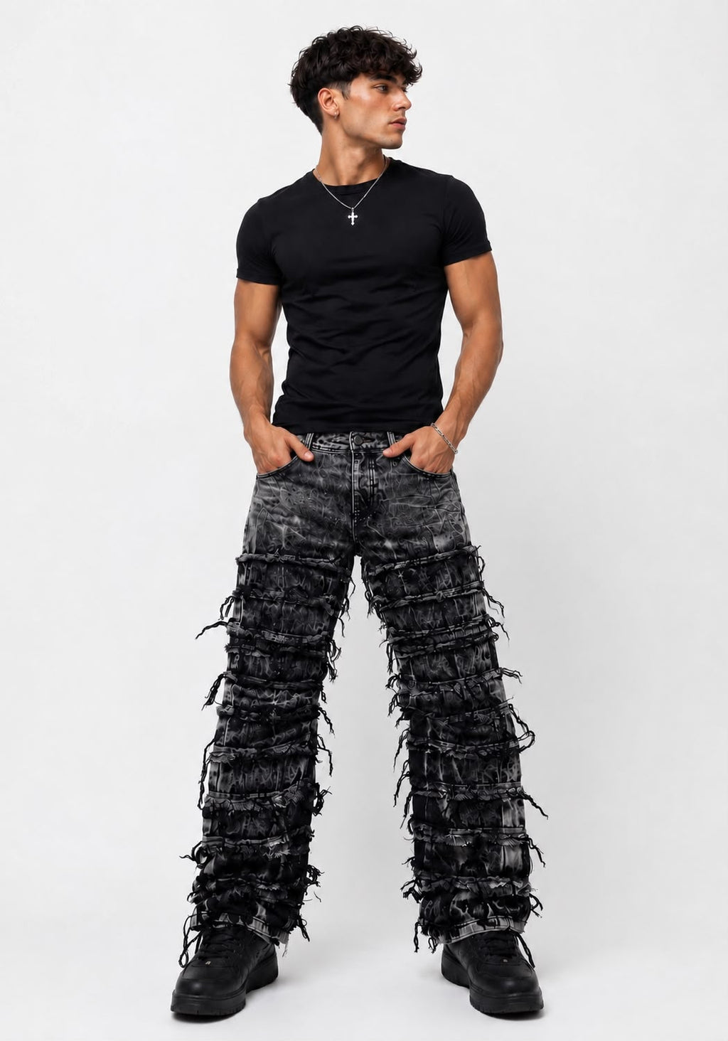 Jeans Baggy Black frayed