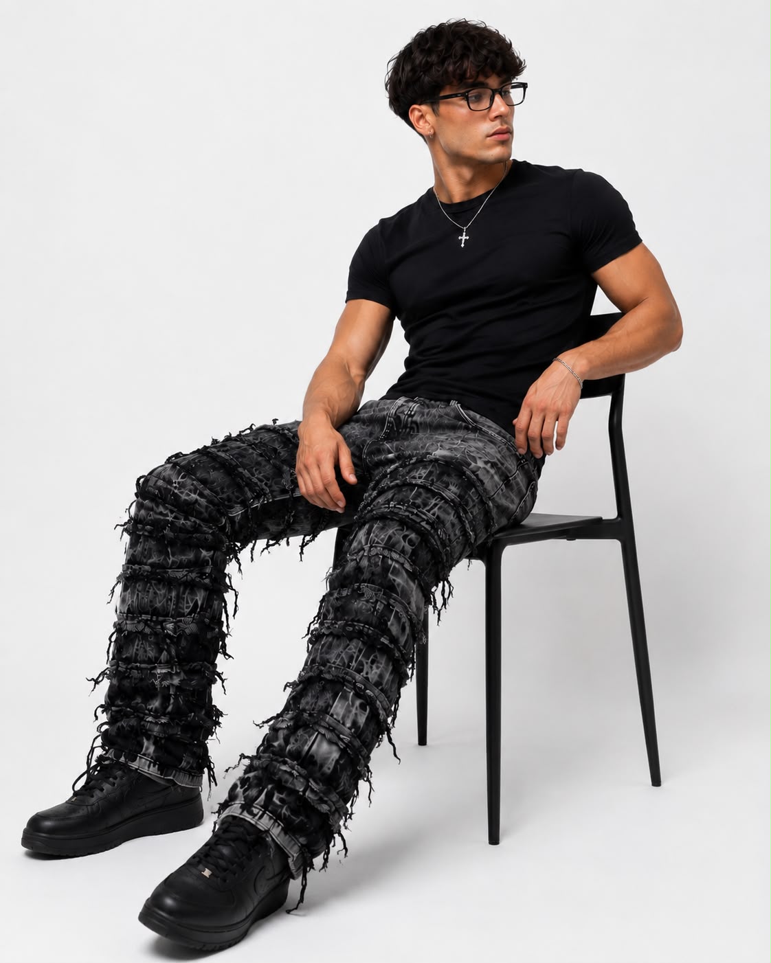 Jeans Baggy Black frayed