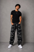 Jeans Baggy Black Acid Patchwork