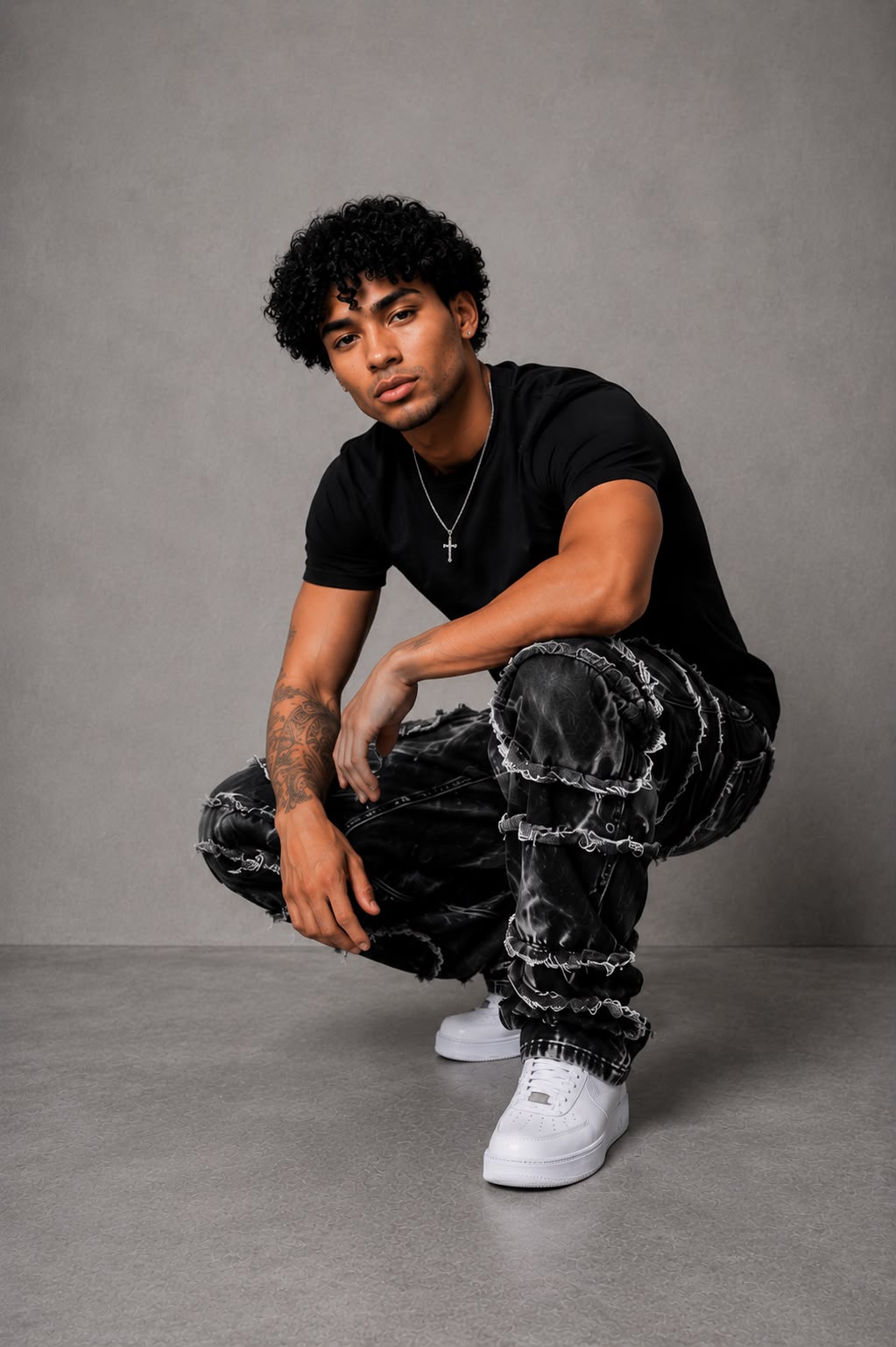 Jeans Baggy Black Acid Patchwork
