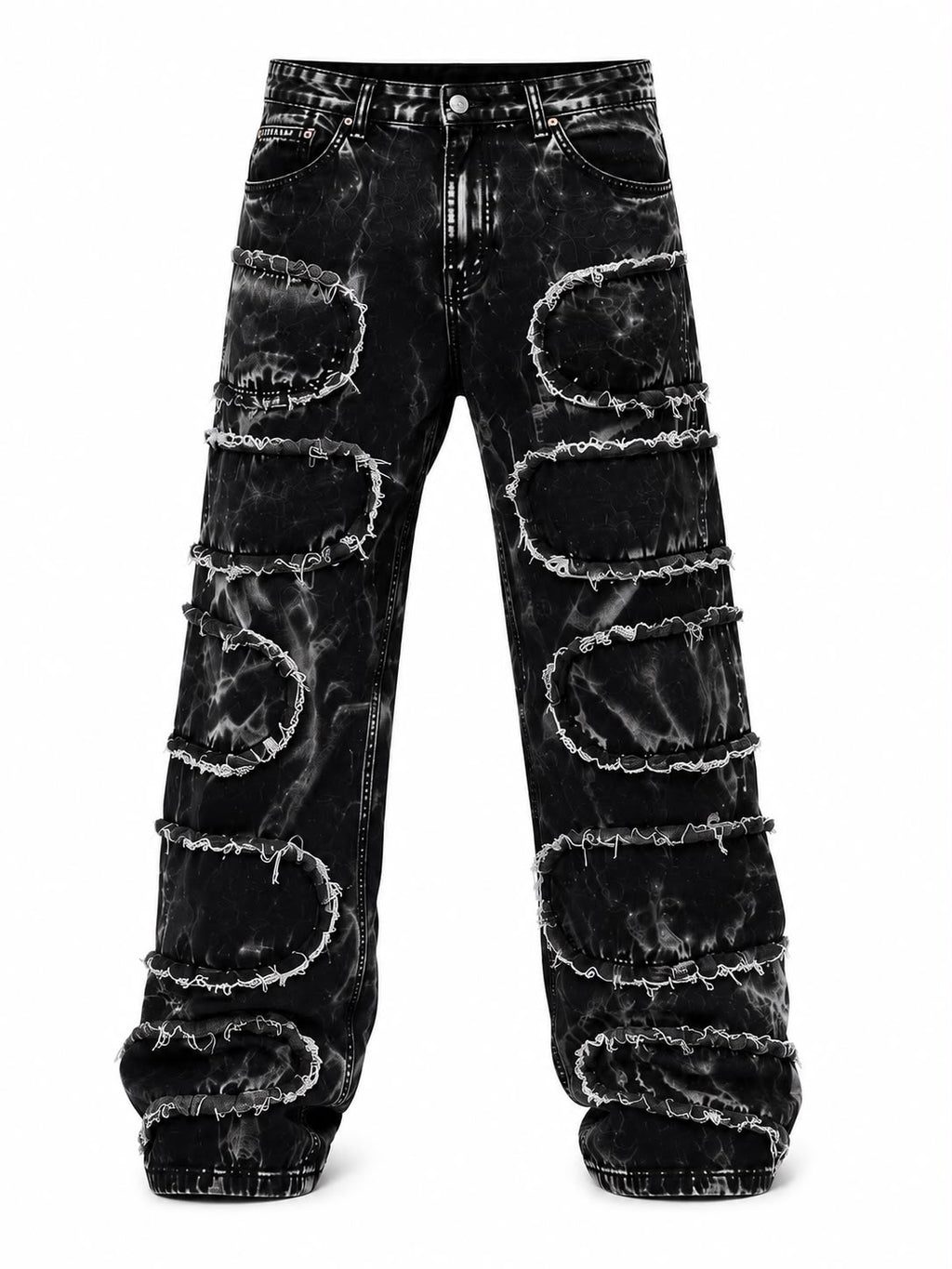 Jeans Baggy Black Acid Patchwork
