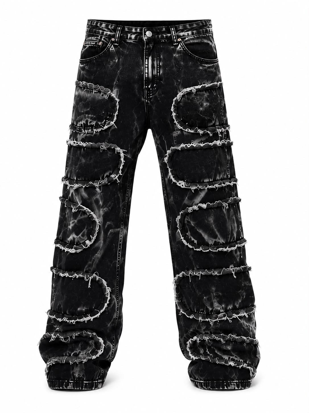 Jeans Baggy Black Acid Patchwork