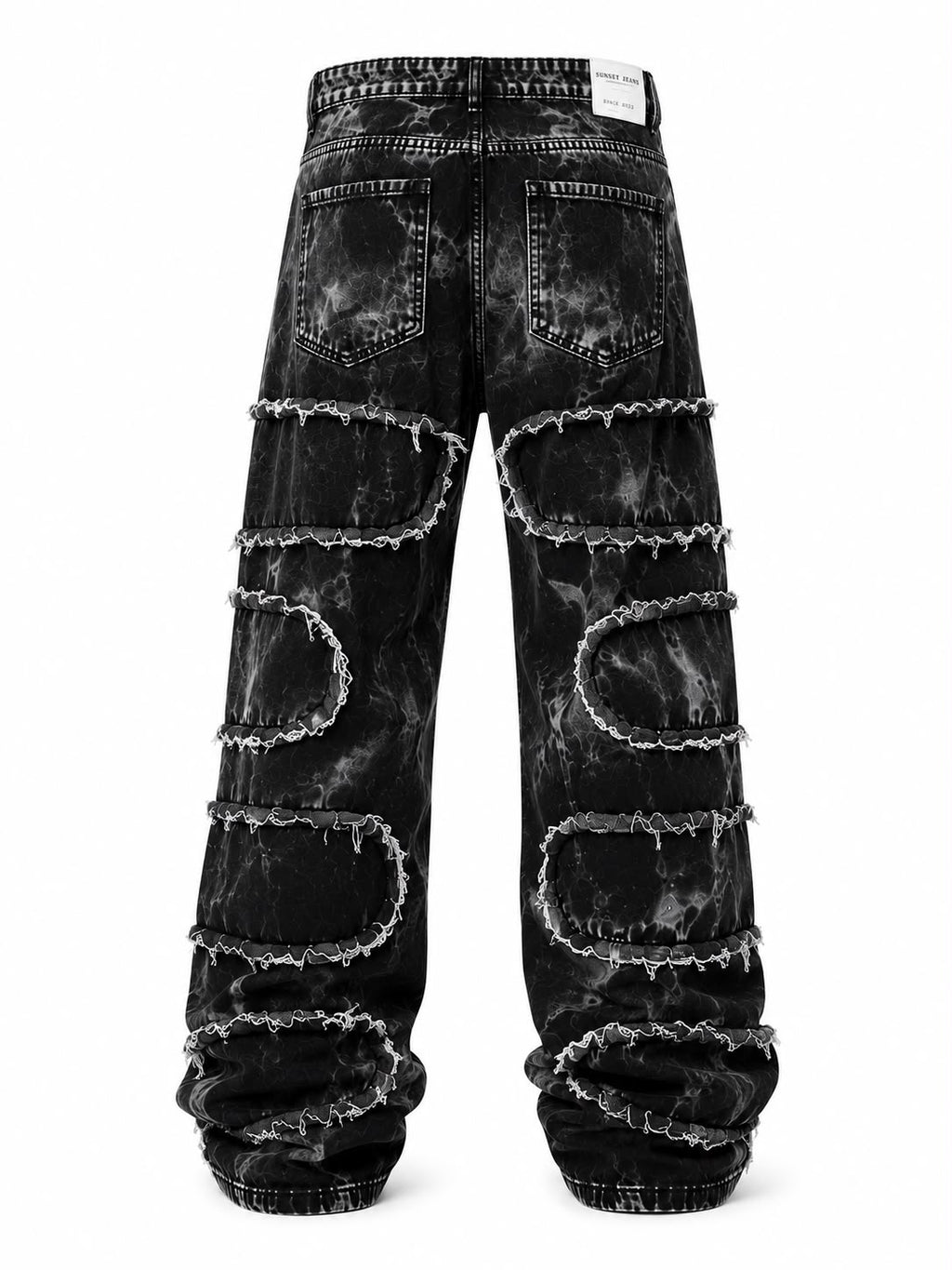 Jeans Baggy Black Acid Patchwork