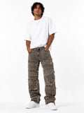 Jeans Baggy Patchwork Distressed con Zip