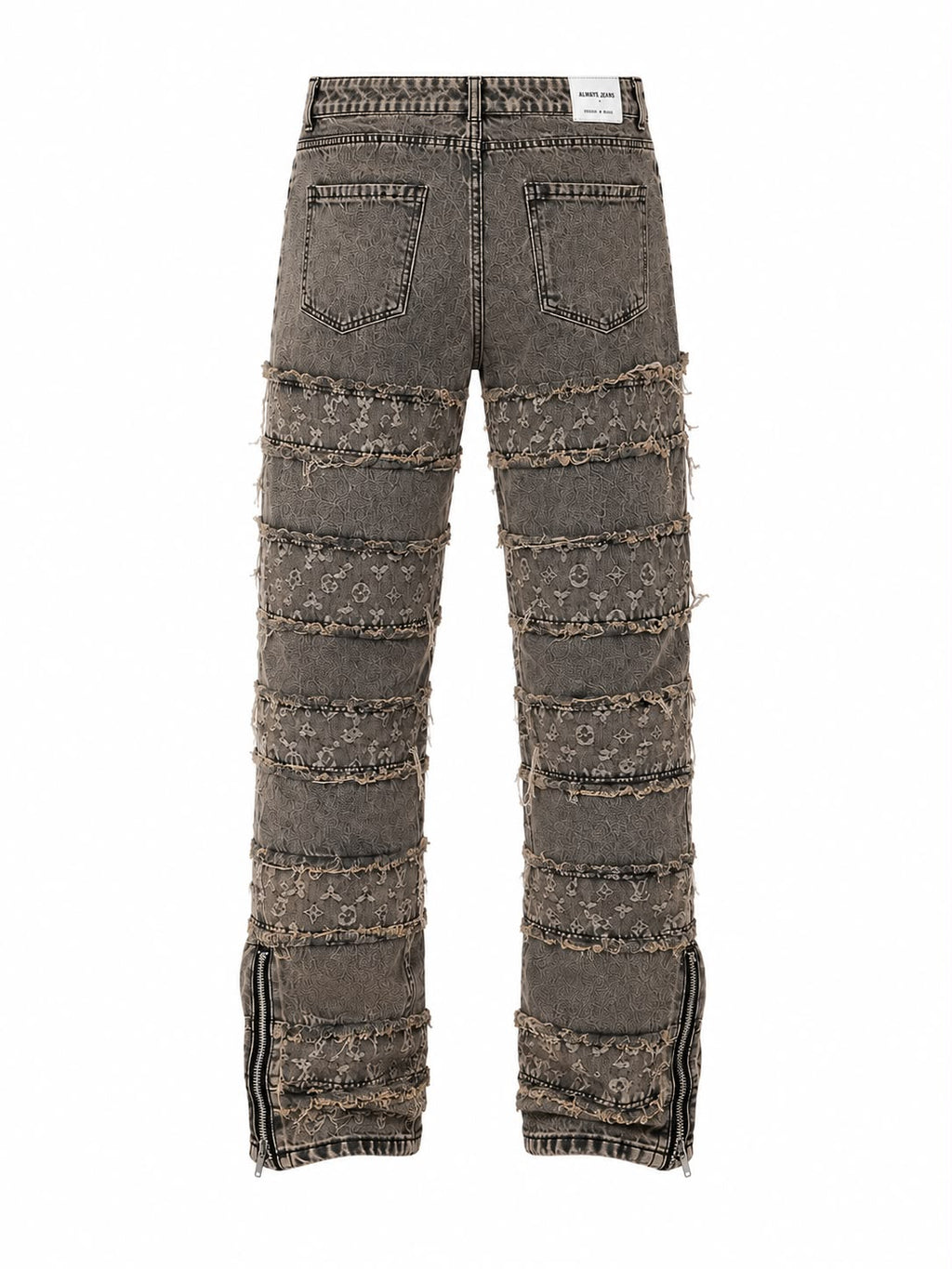 Jeans Baggy Patchwork Distressed con Zip