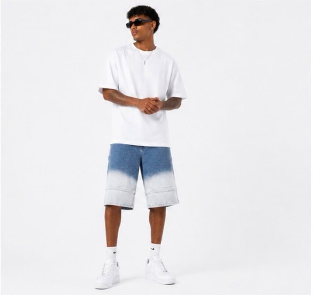 Jorts Gradient Blue Zip Detail