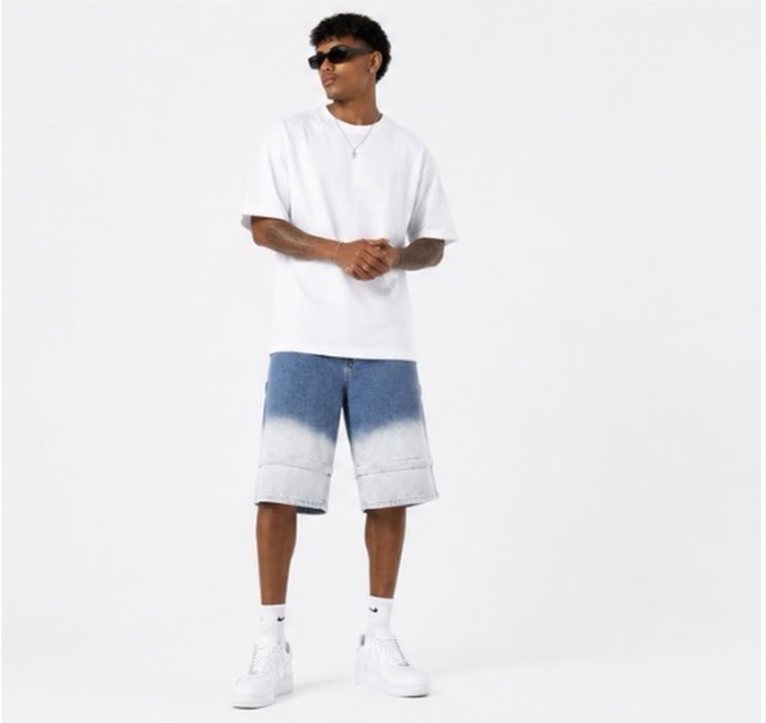 Jorts Gradient Blue Zip Detail