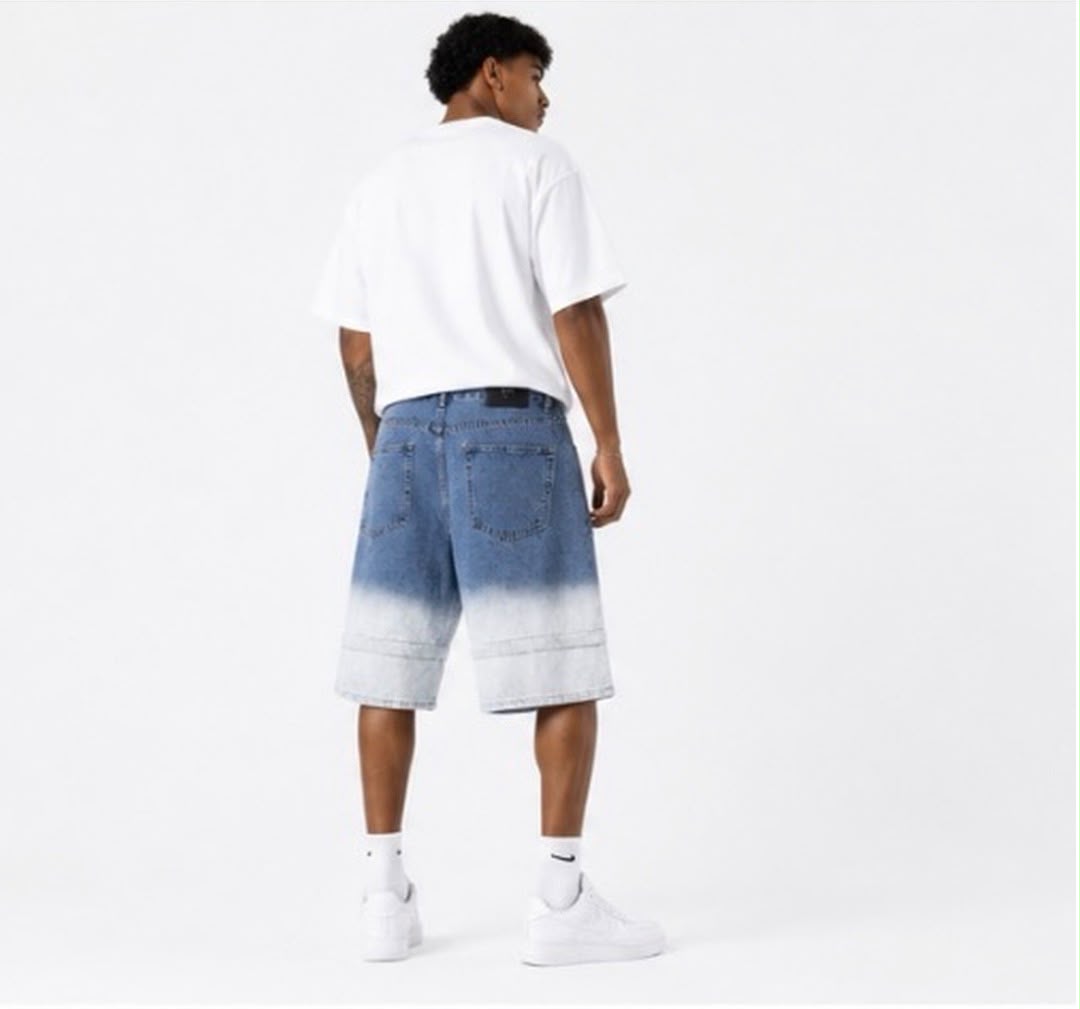 Jorts Gradient Blue Zip Detail