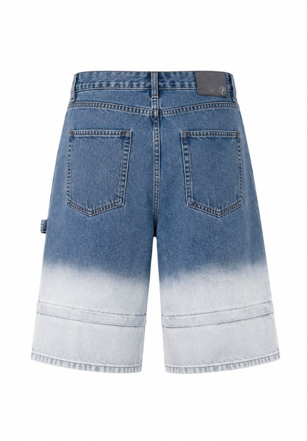 Jorts Gradient Blue Zip Detail
