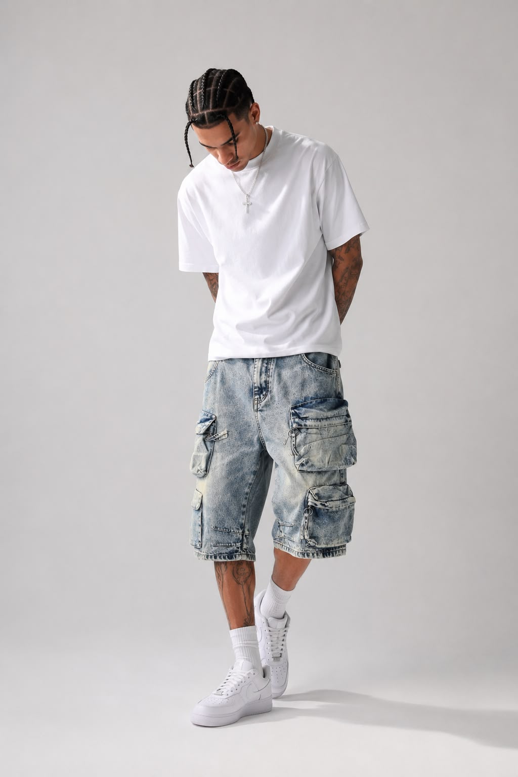 Jorts Cargo Acid Wash Multi-Pocket